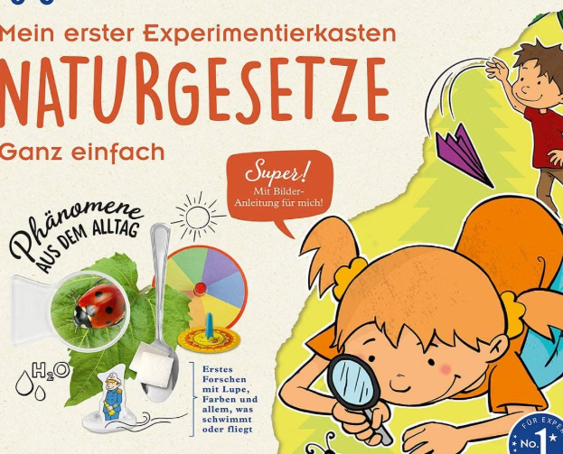 Cover des Experimentierkastens Naturgesetze mit Forschermotiv