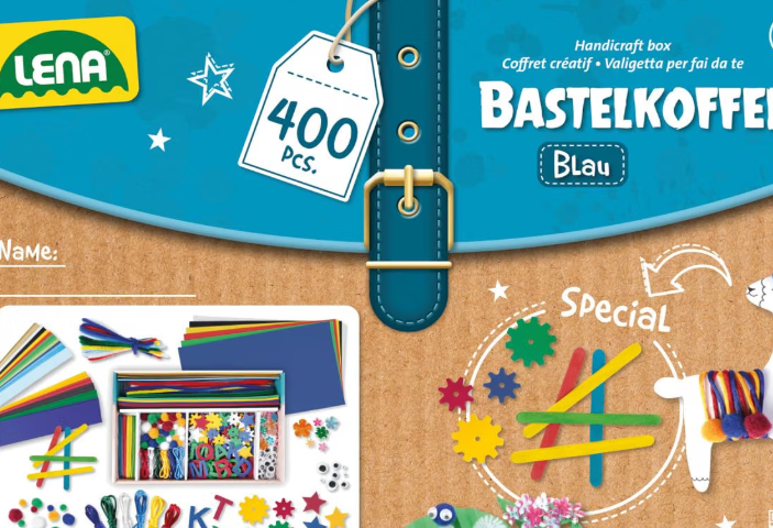 LENA Bastelkoffer mit buntem Bastelmaterial
